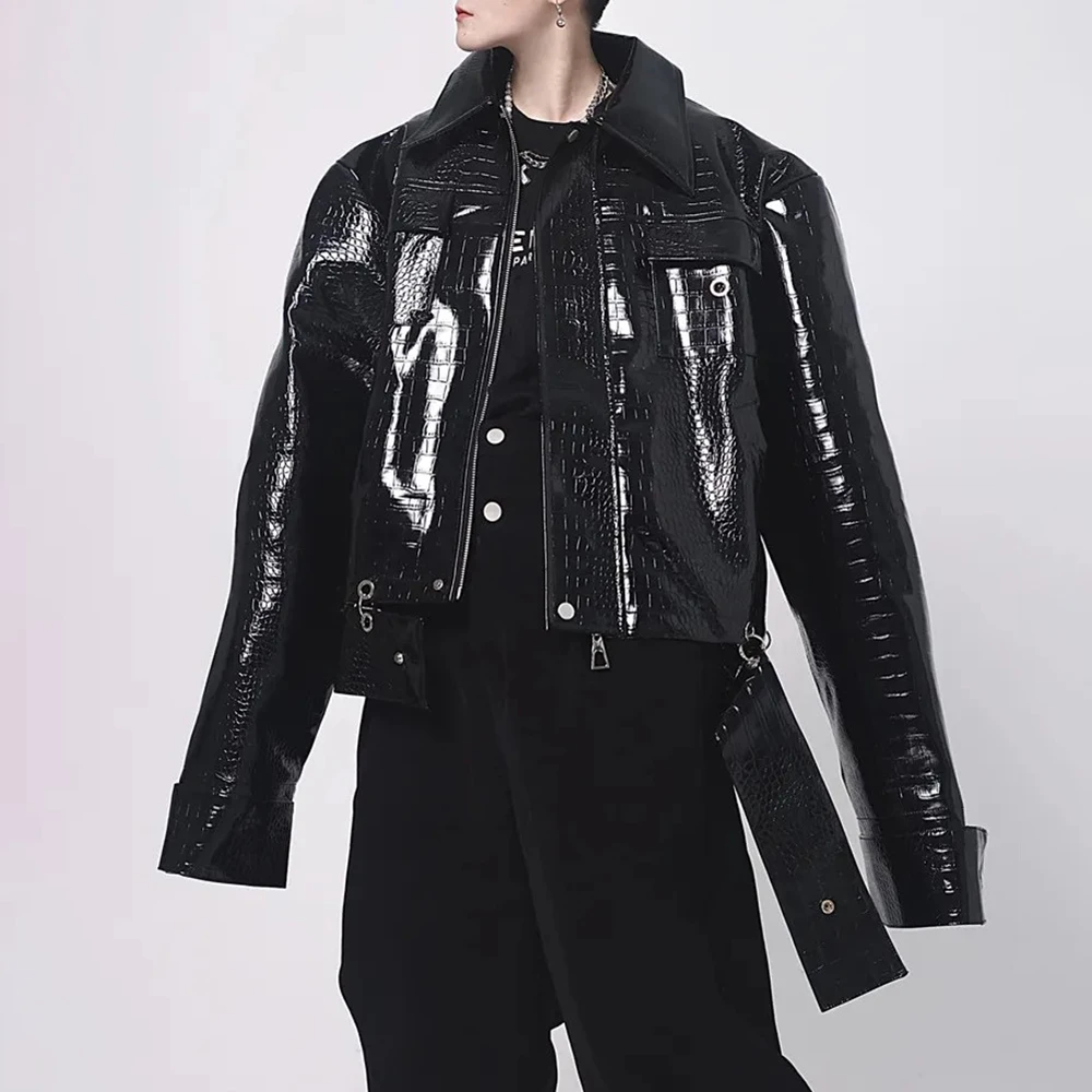 Mens Pu Leather Jacket Crocodile Pattern Motorcycle Padded Shoulders Jacket Streetwear Fashion Trendy Youth Top Men'S Wear 2026
Mens Pu Leather Jacket Crocodile Pattern Motorcycle Padded Shoulders Jacket Streetwear Fashion Trendy Youth Top Men'S Wear 2026