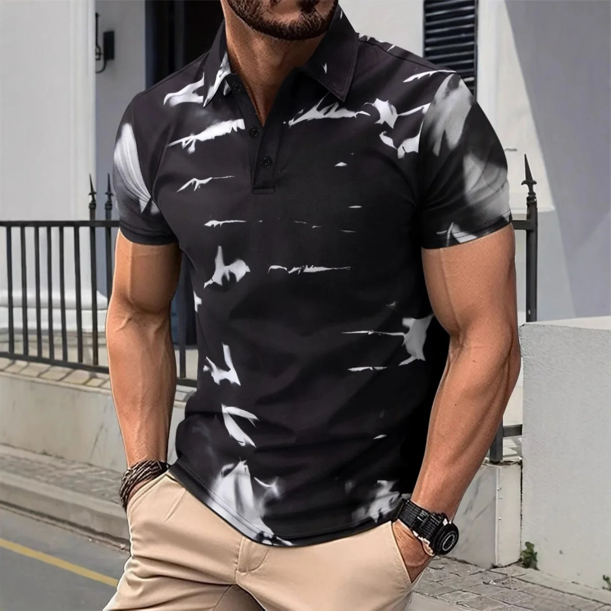 Men's summer trend new digital print color matching lapel casual outdoor short-sleeved POLO shirt relaxed breathable sports T-sh
Men's summer trend new digital print color matching lapel casual outdoor short-sleeved POLO shirt relaxed breathable sports T-sh