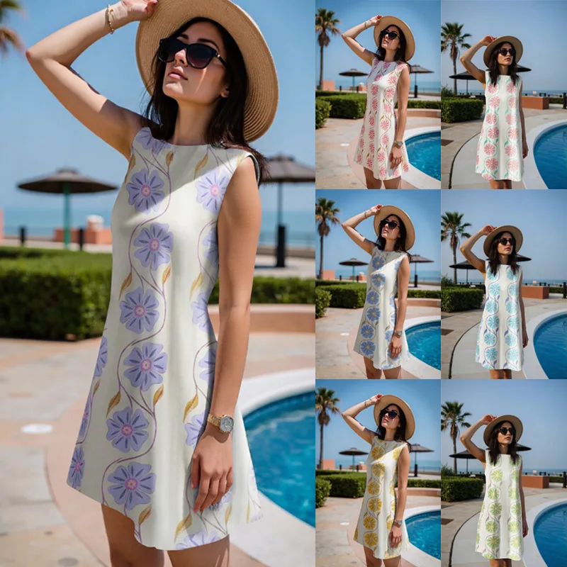 New Women's Dress Sleeveless Floral Print O-neck Straight-tube Girl's Fashion Date Casual Vest Mini Skirt
New Women's Dress Sleeveless Floral Print O-neck Straight-tube Girl's Fashion Date Casual Vest Mini Skirt