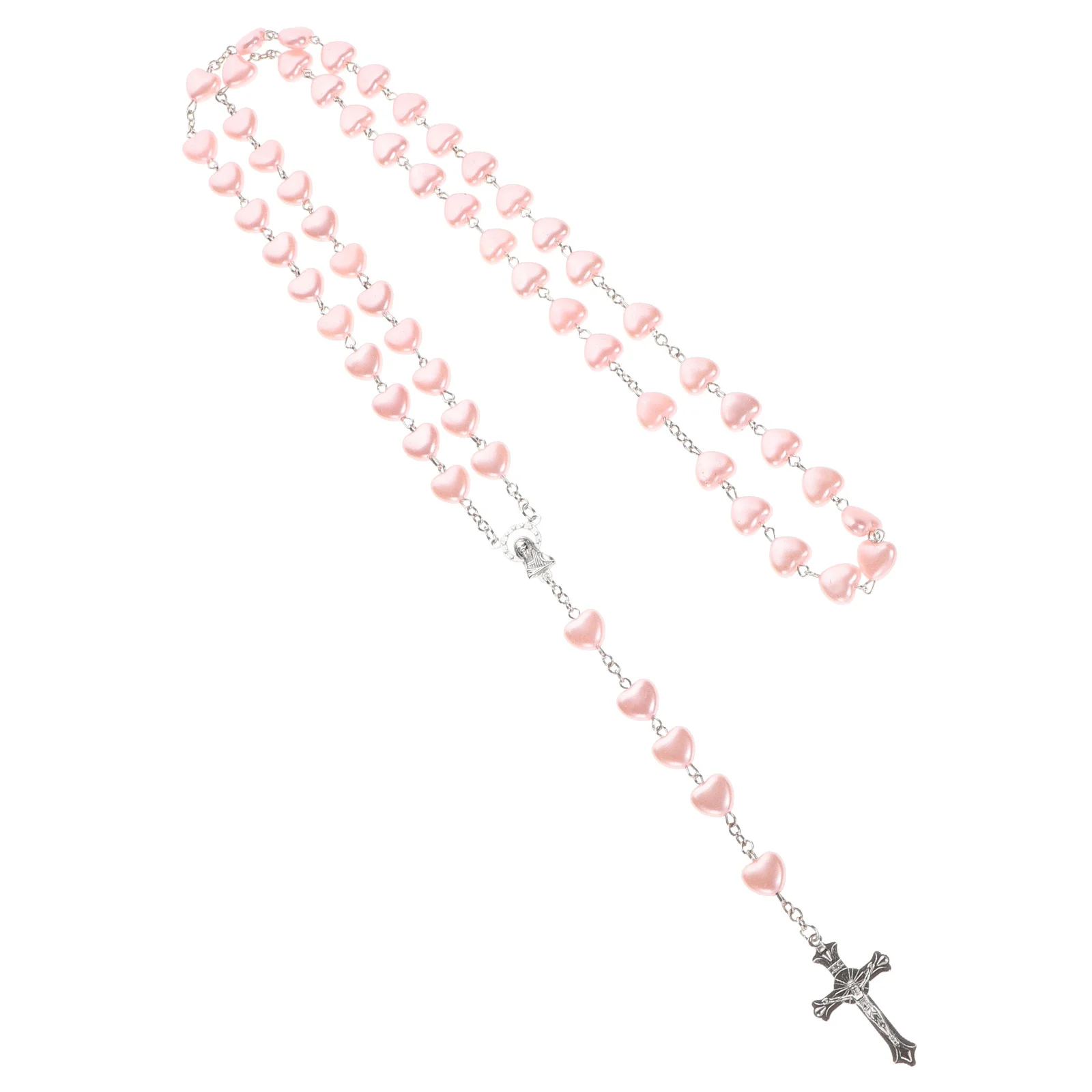 Vintage Elegant Rosary Necklace Pink Heart Bead Cross Pendant Glass Beads Women Accessory Cross Pendent Necklace
Vintage Elegant Rosary Necklace Pink Heart Bead Cross Pendant Glass Beads Women Accessory Cross Pendent Necklace