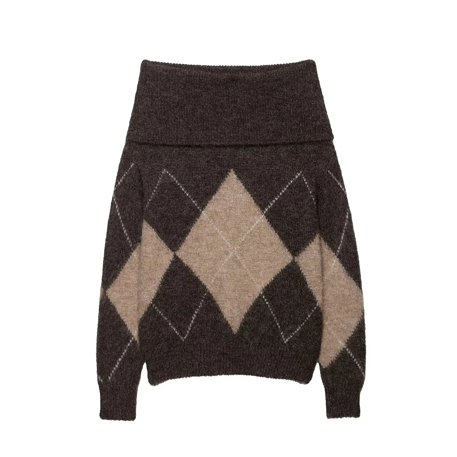 Women's Pullover Sweater 2025 Fall New Arrival Women's Fashion Diamond-Patterned Off-Shoulder Knit Top
Women's Pullover Sweater 2025 Fall New Arrival Women's Fashion Diamond-Patterned Off-Shoulder Knit Top