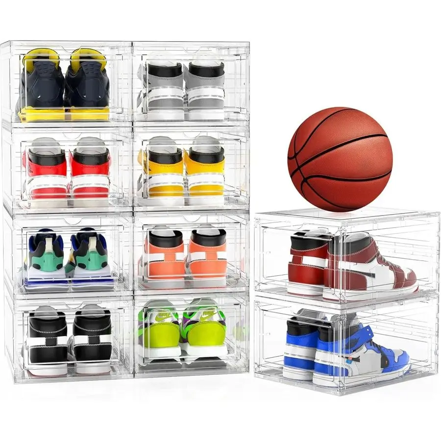 Набор из 2-х очень больших прозрачных штабелируемых коробок для хранения обуви из твердого пластика для шкафа, утолщенная прочная подставка-органайзер для кроссовок
Набор из 2-х очень больших прозрачных штабелируемых коробок для хранения обуви из твердого пластика для шкафа, утолщенная прочная подставка-органайзер для кроссовок