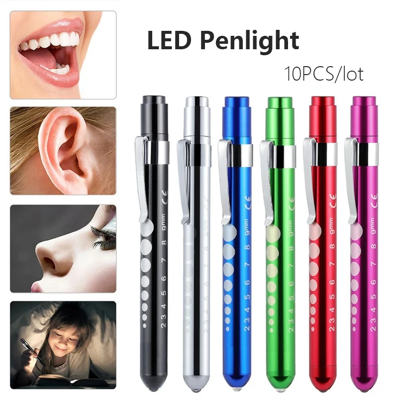 10PCS Pocket Medical Penlight Torch LED Pen Ear Light Flashlight Lamp with Pupil Gauge for Doctor Nurse Emergency First Aid D3
10PCS Pocket Medical Penlight Torch LED Pen Ear Light Flashlight Lamp with Pupil Gauge for Doctor Nurse Emergency First Aid D3
