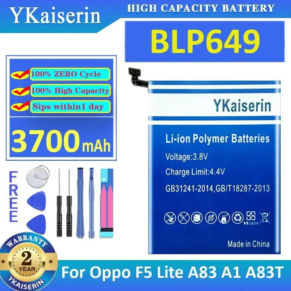 Reliable Power Mobile Phone Battery For Oppo F5 Lite A83 A1 A83T Long-Lasting Performance BLP649 3700Mah
Reliable Power Mobile Phone Battery For Oppo F5 Lite A83 A1 A83T Long-Lasting Performance BLP649 3700Mah