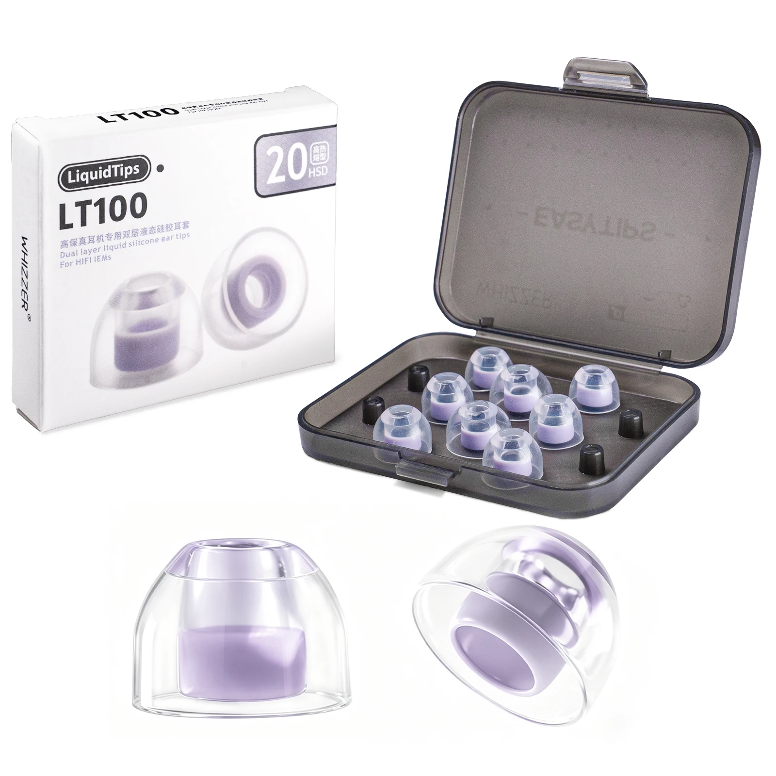 WHIZZER EasyTips LT100 Liquid Silicone Ear Tips XS/S/M/L Size 1 Box (4 Pairs) Clear Sound Quality with Free Storage Case
WHIZZER EasyTips LT100 Liquid Silicone Ear Tips XS/S/M/L Size 1 Box (4 Pairs) Clear Sound Quality with Free Storage Case