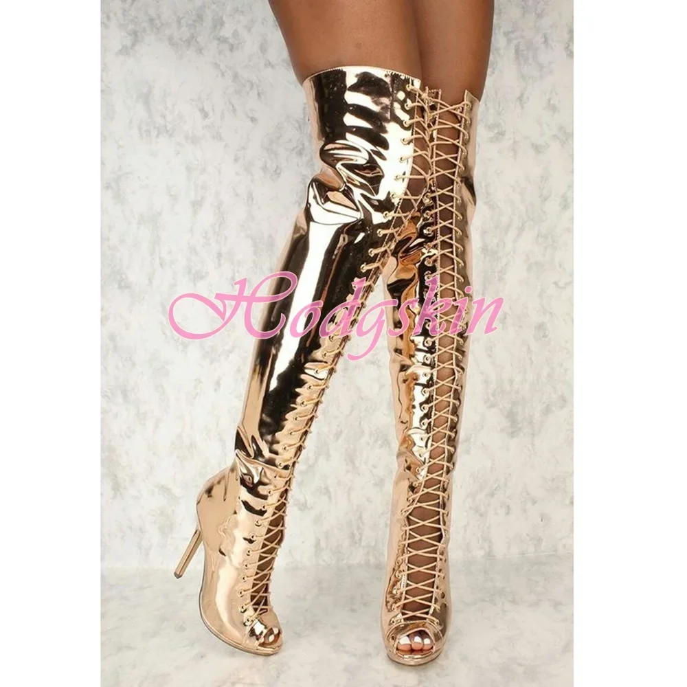 Shiny Leather Lace Up Boots Peep Toe Stiletto Heels Hollow Women Party Shoe Over The Knee Solid Patent Autumn Runway Zipper Boot
Shiny Leather Lace Up Boots Peep Toe Stiletto Heels Hollow Women Party Shoe Over The Knee Solid Patent Autumn Runway Zipper Boot
