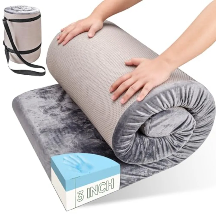 Camping memory foam mattress pad, 3-inch thick floor sleeping mat for adults, waterproof and non-slip bottom, portable roll-up
Camping memory foam mattress pad, 3-inch thick floor sleeping mat for adults, waterproof and non-slip bottom, portable roll-up
