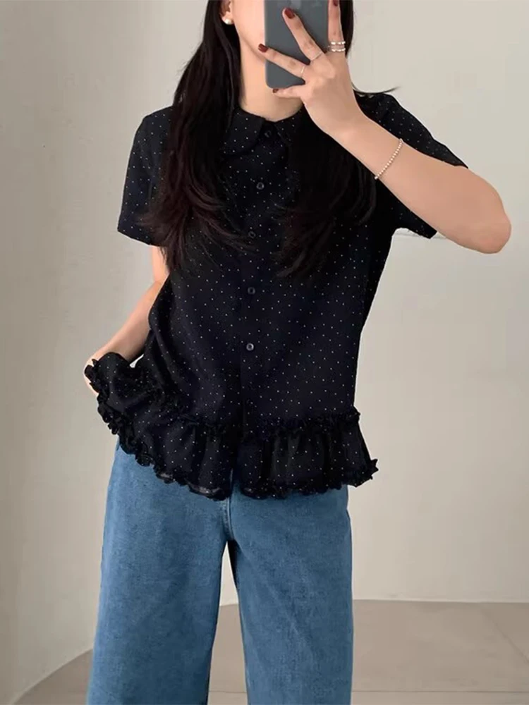 Gagarich Korean 2025 Doll Collar Fungus Lace Polka Dot Shirt Women Summer New Style College Style Loose Casual Blouse Top
Gagarich Korean 2025 Doll Collar Fungus Lace Polka Dot Shirt Women Summer New Style College Style Loose Casual Blouse Top