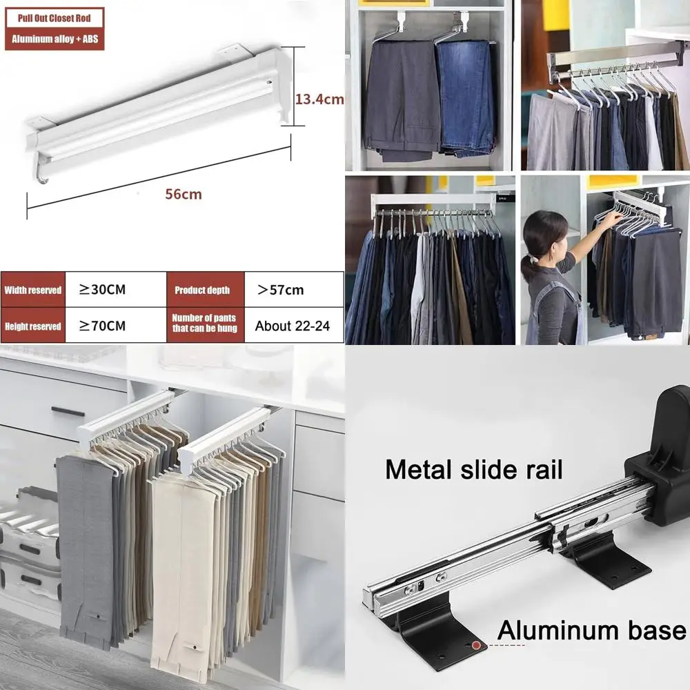 Adjustable Heavy-Duty Pull-Out Closet Valet Rod with Ball Bearing Slide for Wardrobe Hanger Rack
Adjustable Heavy-Duty Pull-Out Closet Valet Rod with Ball Bearing Slide for Wardrobe Hanger Rack