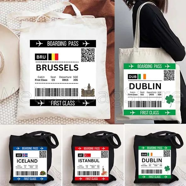 Эдинбург Стамбул Москва Брюссель Дублин Посадка Пропуск Женская сумка для покупок Холст для девочек Сумка на плечо Многоразовая сумка
Эдинбург Стамбул Москва Брюссель Дублин Посадка Пропуск Женская сумка для покупок Холст для девочек Сумка на плечо Многоразовая сумка