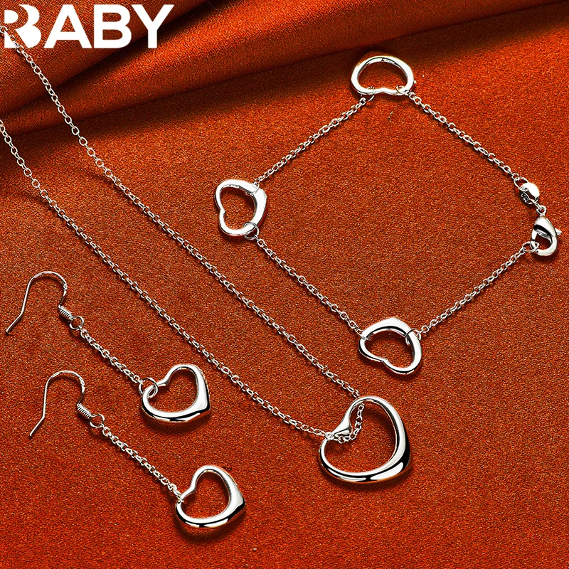 URBABY 925 Sterling Silver Heart Necklace Bracelet Earrings For Woman Wedding Party Fashion Charms Jewelry Set Engagement Gift
URBABY 925 Sterling Silver Heart Necklace Bracelet Earrings For Woman Wedding Party Fashion Charms Jewelry Set Engagement Gift