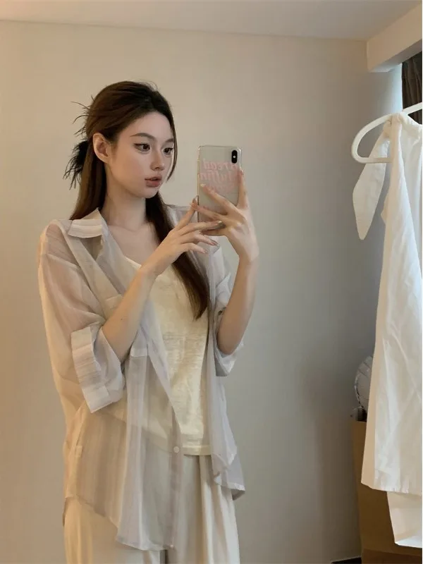 Loose Long Sleeve Sun Protection Shirt Gradient Dyeing Vertical Stripes Lazy Versatile Mid-Length Tank Top Korean Style Two-P...
Loose Long Sleeve Sun Protection Shirt Gradient Dyeing Vertical Stripes Lazy Versatile Mid-Length Tank Top Korean Style Two-P...