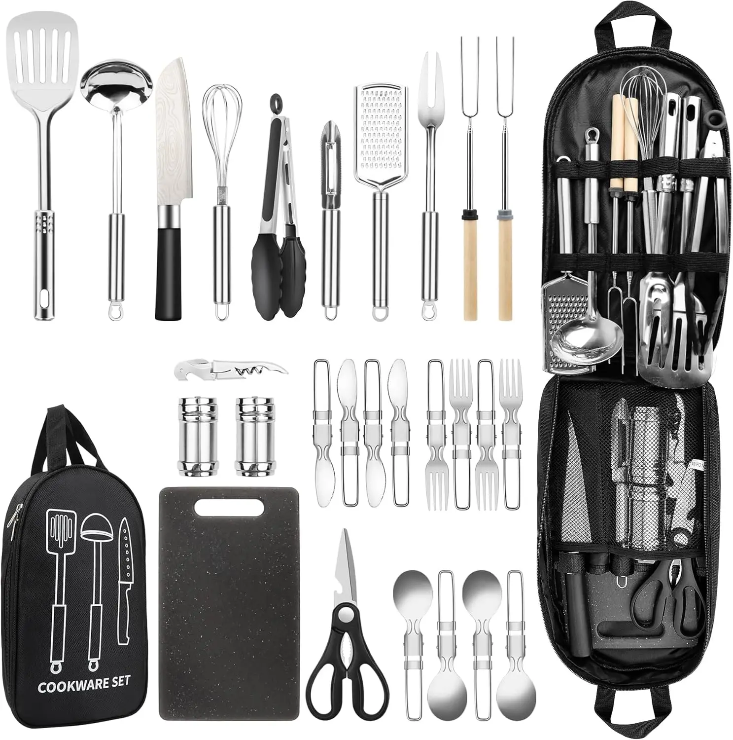 Camping Cooking Utensils Set, Stainless Steel Grill Tools, Portable BBQ Cookware for Travel Tenting RV Picnic
Camping Cooking Utensils Set, Stainless Steel Grill Tools, Portable BBQ Cookware for Travel Tenting RV Picnic