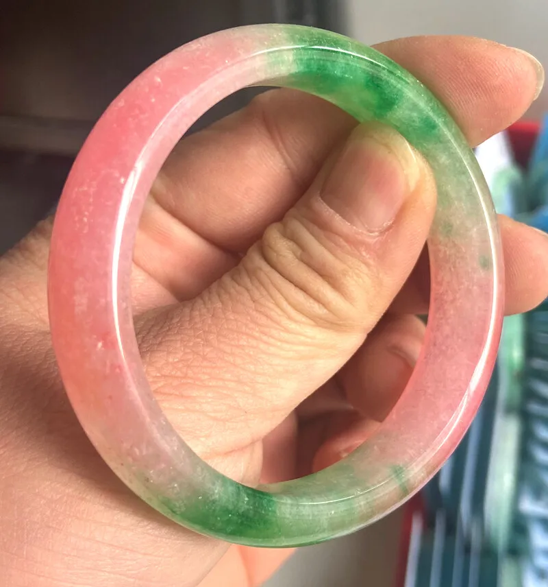 56-57mm Certified Grade A Natural Green pink Burma A jade Jadeite Jade Bangle
56-57mm Certified Grade A Natural Green pink Burma A jade Jadeite Jade Bangle