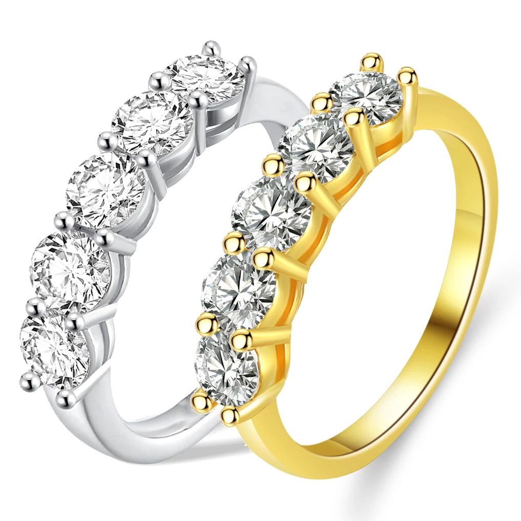 Классическое кольцо с муассанитом на 5 камней для женщин, сертификат GRA, лабораторные кольца с бриллиантами, свадебные украшения, позолоченное 18 карат, серебро S925
Классическое кольцо с муассанитом на 5 камней для женщин, сертификат GRA, лабораторные кольца с бриллиантами, свадебные украшения, позолоченное 18 карат, серебро S925