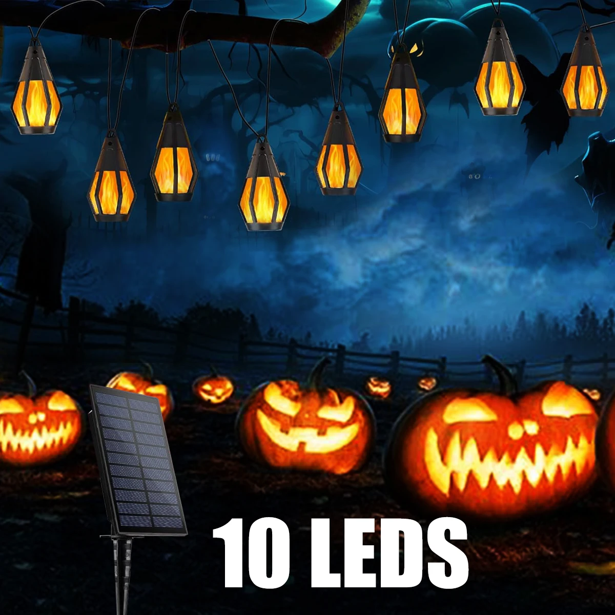 10 Pack Solar Halloween String Lights, 10 LED Flickering Flame Hanging Lanterns, Waterproof Outdoor Decor for Halloween Party
10 Pack Solar Halloween String Lights, 10 LED Flickering Flame Hanging Lanterns, Waterproof Outdoor Decor for Halloween Party