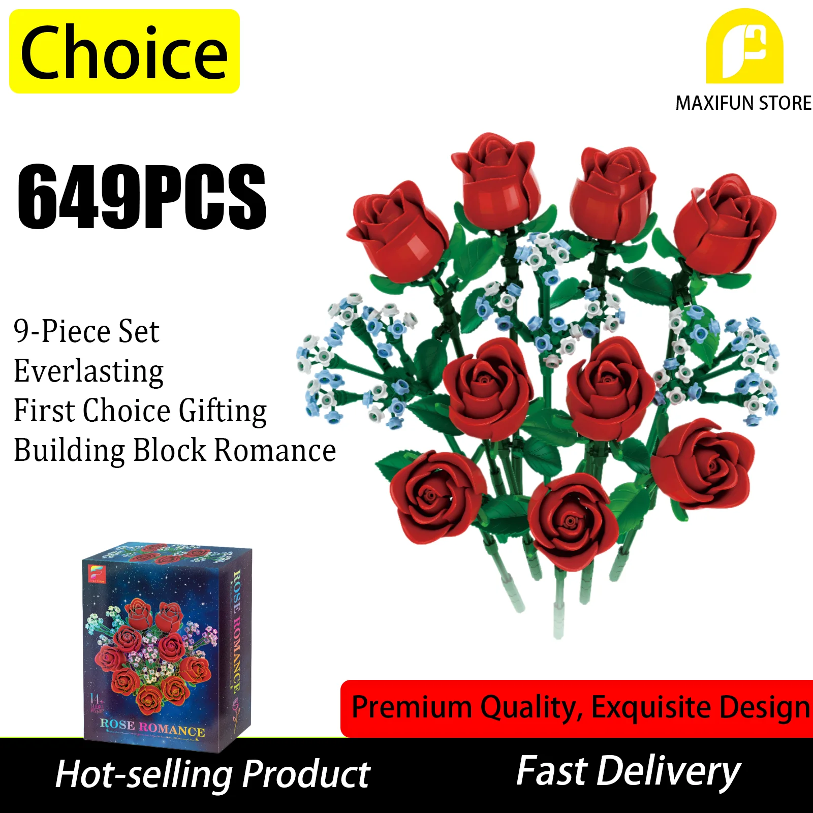 649PCS New Red Rose Building Blocks 9 Piece Set DIY Buildable Ornament Everlasting Flower Toy Perfect Holiday Gift Girls Women
649PCS New Red Rose Building Blocks 9 Piece Set DIY Buildable Ornament Everlasting Flower Toy Perfect Holiday Gift Girls Women