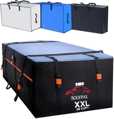 RoofPax XXL 28 cu ft Waterproof Roof Cargo Bag with 10 Straps & 4 Hooks - Fits Vehicles With/Without Rack
RoofPax XXL 28 cu ft Waterproof Roof Cargo Bag with 10 Straps & 4 Hooks - Fits Vehicles With/Without Rack