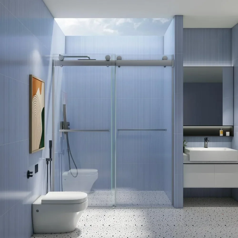 56-60" W x 76" H Frameless Soft-Close Shower Door with 3/8" (10mm) Tempered Glass & Easy-Cleaning Coating, Anti-Jumping System
56-60" W x 76" H Frameless Soft-Close Shower Door with 3/8" (10mm) Tempered Glass & Easy-Cleaning Coating, Anti-Jumping System