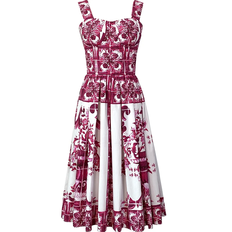 Summer Women Red Bue And White Porcelain Print Dress Runway Cool Shoulder Spaghetti Strap Zipper Elastic Backless Midi Vestidos
Summer Women Red Bue And White Porcelain Print Dress Runway Cool Shoulder Spaghetti Strap Zipper Elastic Backless Midi Vestidos