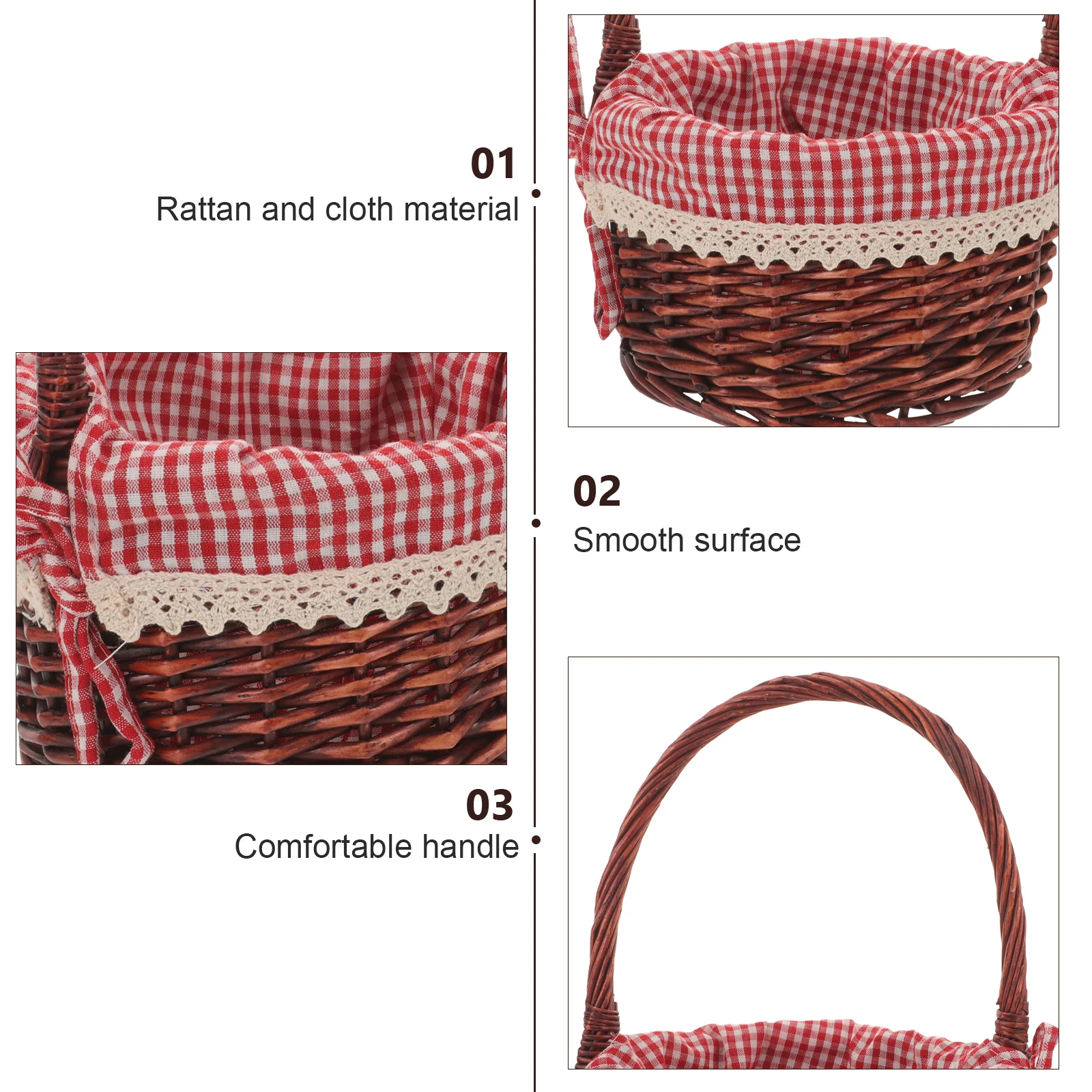 Multi-Functional Woven Rattan Storage Basket Handheld Flower Gift Basket for Picnic Camping Accessories Garden Cloth Decorative
Multi-Functional Woven Rattan Storage Basket Handheld Flower Gift Basket for Picnic Camping Accessories Garden Cloth Decorative