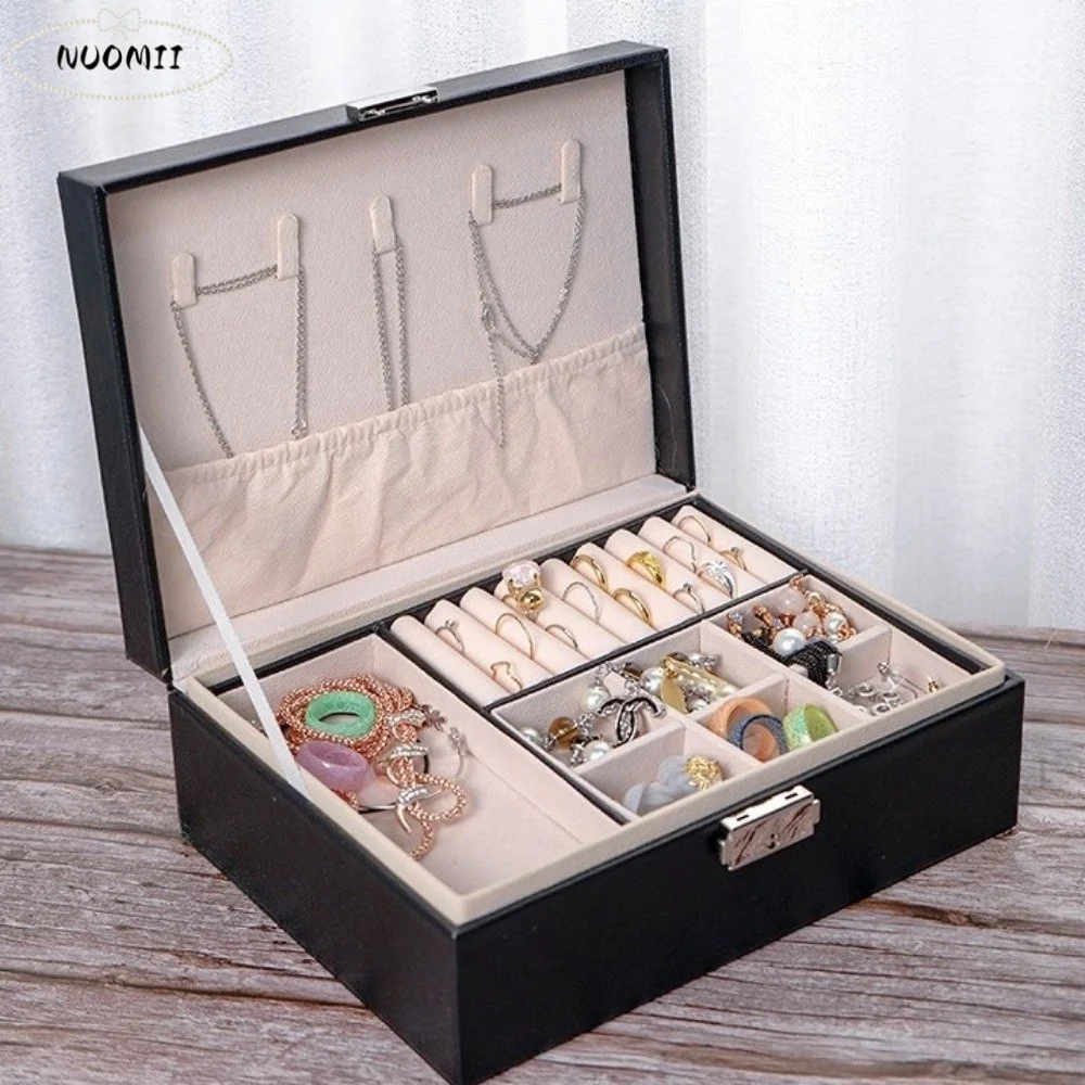 2 Layer Double-layer Jewelry Box with Lock Elegant Leather Jewelry Organizer Large Capacity PU Leather Necklace Earring Box
2 Layer Double-layer Jewelry Box with Lock Elegant Leather Jewelry Organizer Large Capacity PU Leather Necklace Earring Box