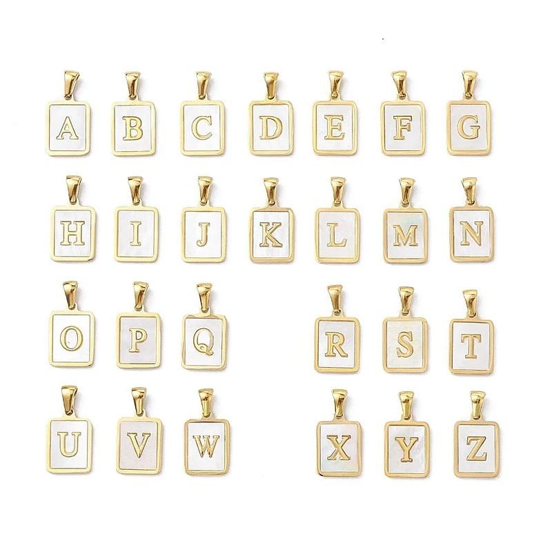 20-26pc Ion Plating(IP) 304 Stainless Steel Pave Shell Pendants Rectangle Charm Real 18K Gold Plated Letter A-Z for DIY Necklace
20-26pc Ion Plating(IP) 304 Stainless Steel Pave Shell Pendants Rectangle Charm Real 18K Gold Plated Letter A-Z for DIY Necklace