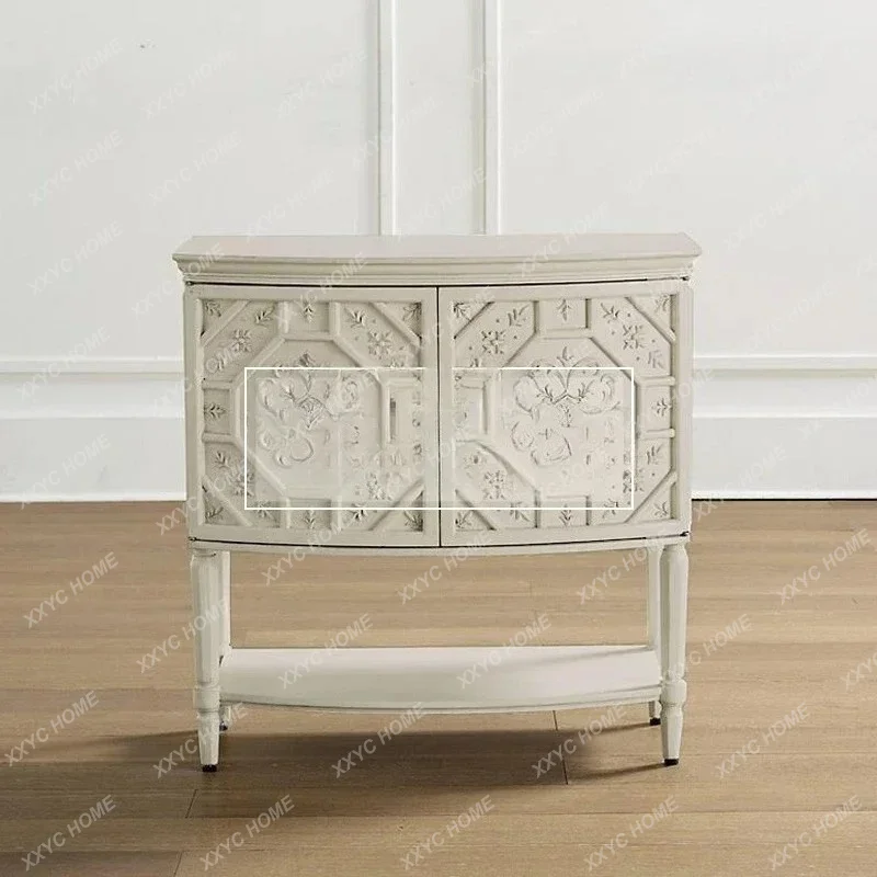 Retro decorative chest solid wood carving flower white storage cabinet bedroom locker
Retro decorative chest solid wood carving flower white storage cabinet bedroom locker