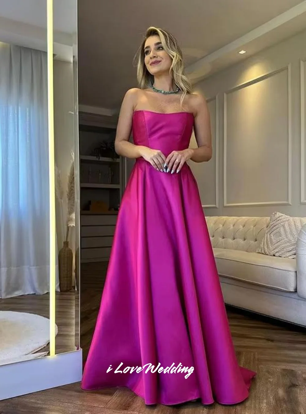 Rose Pink Strapless Prom Dresses 2025 Satin Sleeveless A-Line Pleated Floor-Length Simple Elegant Wedding Guest Dress Customized
Rose Pink Strapless Prom Dresses 2025 Satin Sleeveless A-Line Pleated Floor-Length Simple Elegant Wedding Guest Dress Customized