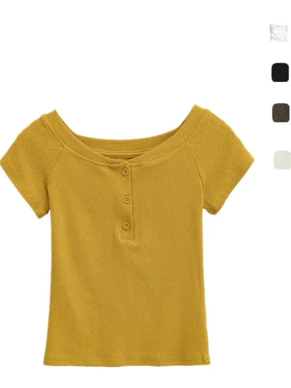 Sexy American Retro Hot Girl Button ort Sve oulder Bared One-oulder T-irt Slimming Base Layer Top Street Sle Sum...
Sexy American Retro Hot Girl Button ort Sve oulder Bared One-oulder T-irt Slimming Base Layer Top Street Sle Sum...