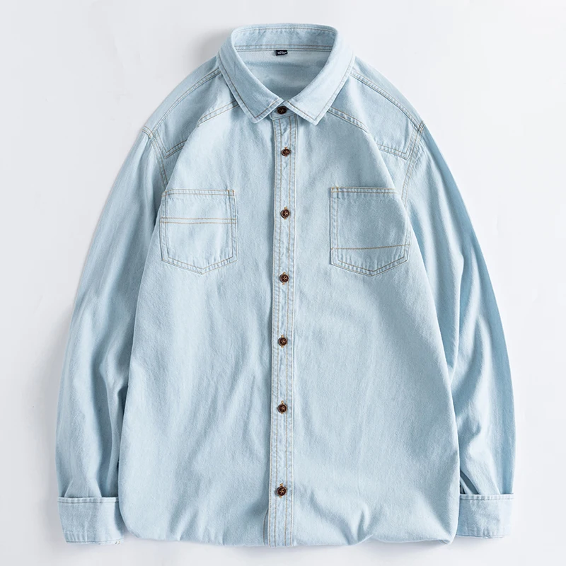 Retro Pure Cotton Blue Denim Casual Long Sleeve Collared Shirt Spring Autumn Unisex New Style Versatile Open Cardigan Jacket
Retro Pure Cotton Blue Denim Casual Long Sleeve Collared Shirt Spring Autumn Unisex New Style Versatile Open Cardigan Jacket