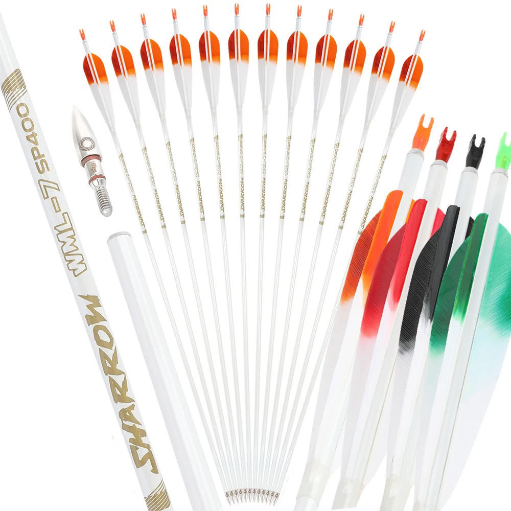 6X32 дюйма стрелы из чистого углерода для стрельбы из лука SP500, наконечники с перьями, составной изогнутый лук для охоты
6X32 дюйма стрелы из чистого углерода для стрельбы из лука SP500, наконечники с перьями, составной изогнутый лук для охоты