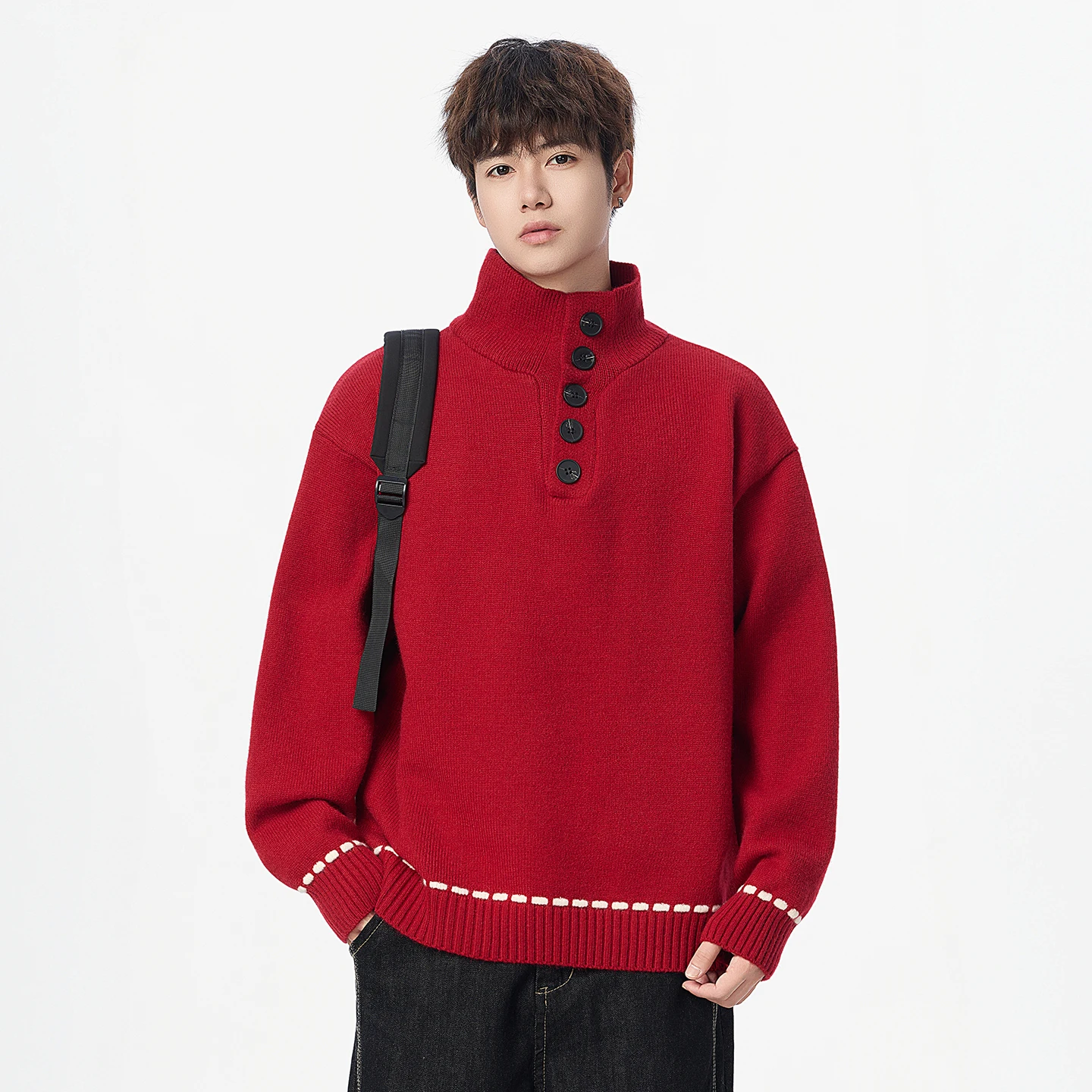 Loose Fit Casual Knitwear Red Stand Collar Sweater for Men Trendy Brand Youthwear Autumn New Arrival Comfortable Warmth Long ...
Loose Fit Casual Knitwear Red Stand Collar Sweater for Men Trendy Brand Youthwear Autumn New Arrival Comfortable Warmth Long ...