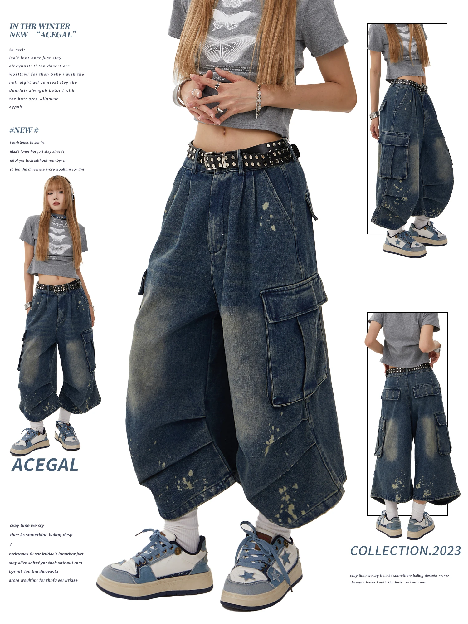 Women's High Waist Wide Leg Cargo Jeans Multi - Style Vintage Washed Distressed Pocket Y2K Streetwear Denim Trousers
Women's High Waist Wide Leg Cargo Jeans Multi - Style Vintage Washed Distressed Pocket Y2K Streetwear Denim Trousers