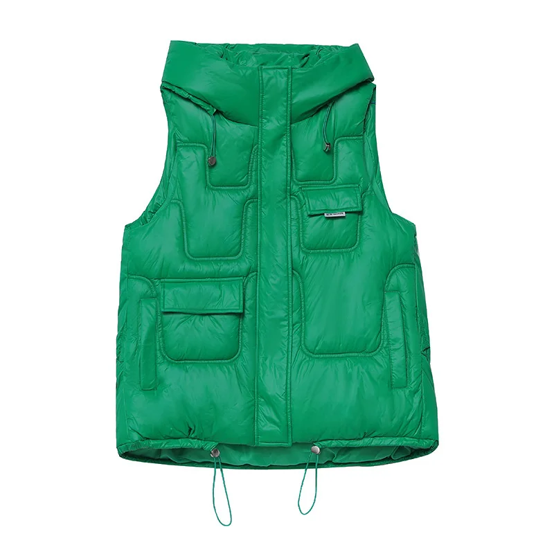 Autumn Winter Women's Down Cotton Vest New Solid Hooded Short Jacket Korean Multi-Pocket Sleeveless Jacket Female Waistcoat Coat
Autumn Winter Women's Down Cotton Vest New Solid Hooded Short Jacket Korean Multi-Pocket Sleeveless Jacket Female Waistcoat Coat
