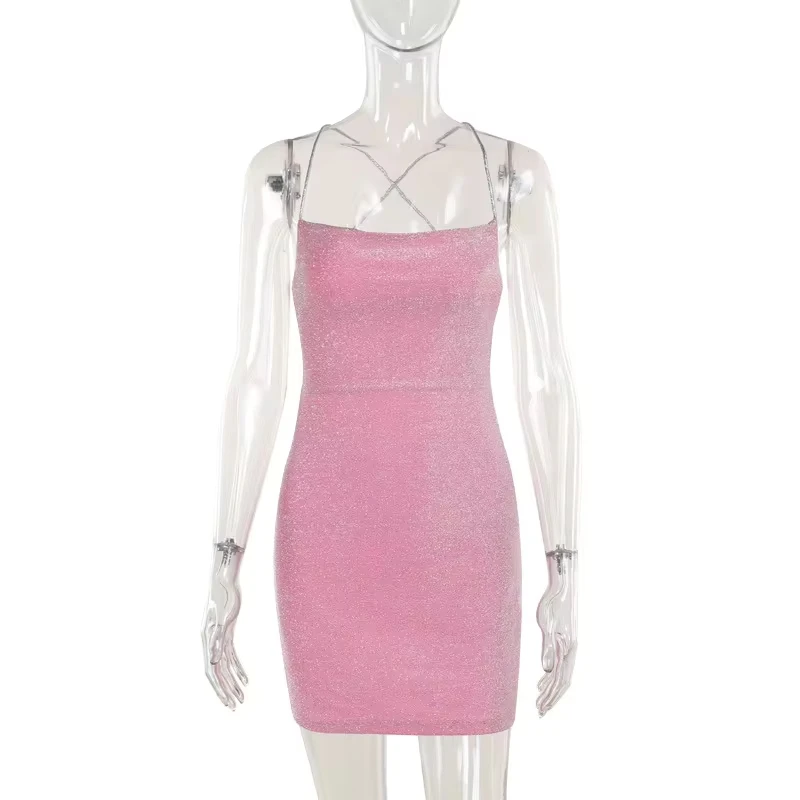 Sexy Spaghetti Strap Lace-up Mini Dresses for Women Sleeveless Bandage Backless Skinny Shiny Party Dress Night Club Outfit
Sexy Spaghetti Strap Lace-up Mini Dresses for Women Sleeveless Bandage Backless Skinny Shiny Party Dress Night Club Outfit