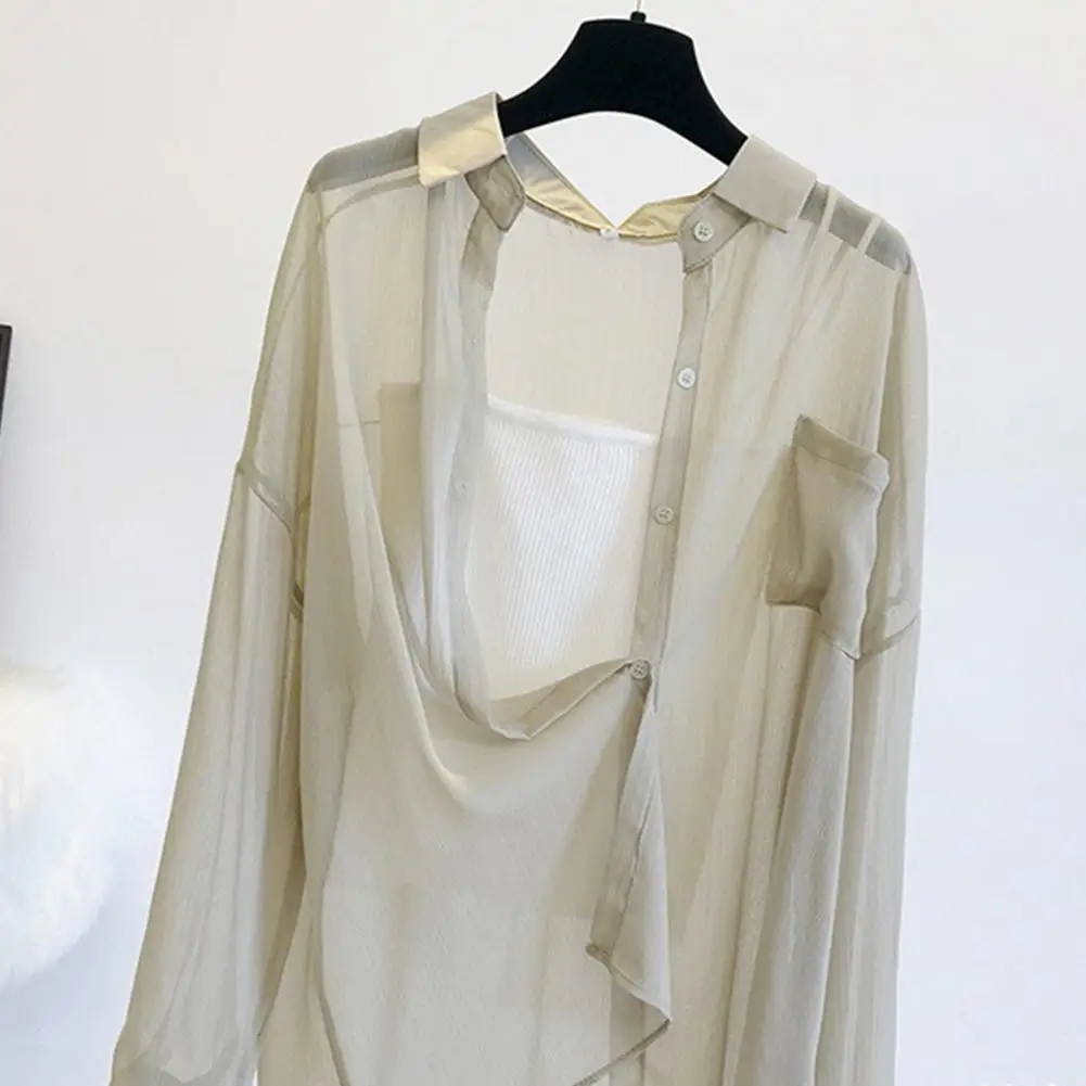 Uv Protection Smock Women's Thin Anti-uv Long Sleeves Beach Cover-up Solid Color Loose Soft Casual Lapel Spring Summer for Sun
Uv Protection Smock Women's Thin Anti-uv Long Sleeves Beach Cover-up Solid Color Loose Soft Casual Lapel Spring Summer for Sun