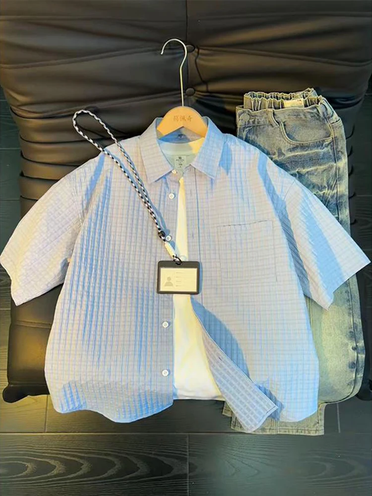 American Bubble Shirt Plaid Short Sleeve Men Summer Thin High-End Feel Shoulder Flip Collar Half Sleeve Loose Fit Polyester F...
American Bubble Shirt Plaid Short Sleeve Men Summer Thin High-End Feel Shoulder Flip Collar Half Sleeve Loose Fit Polyester F...