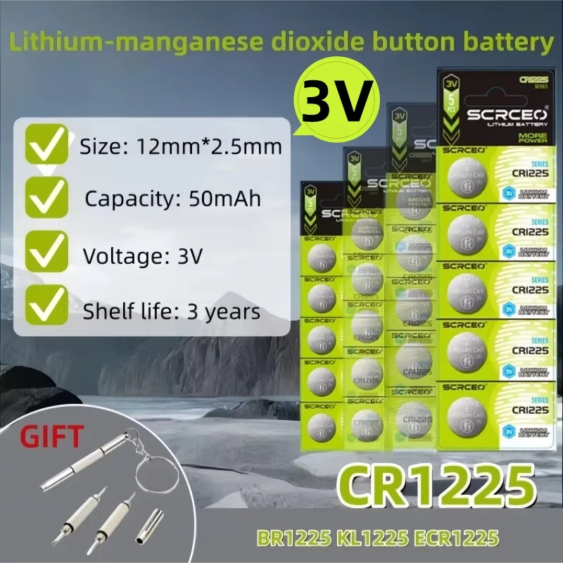CR1225 3V Lithium Button Battery BR1225 LM1225 DL1225 CR 1225 ER1225GP Coin Cell Watch Batteries for Toys Remote
CR1225 3V Lithium Button Battery BR1225 LM1225 DL1225 CR 1225 ER1225GP Coin Cell Watch Batteries for Toys Remote