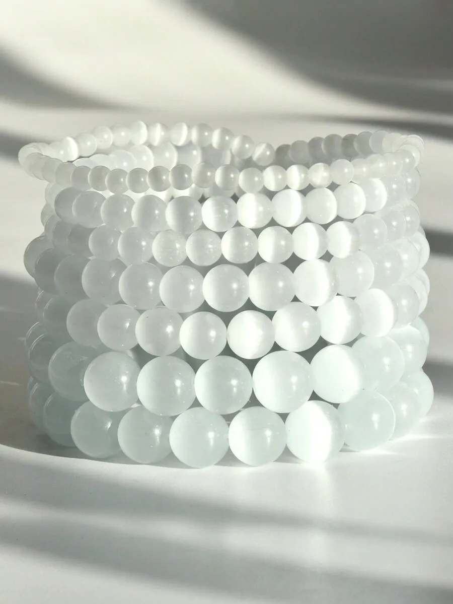 White Cat Eye Stone Beaded Bracelet For Women Layerable Multi Strand Jewelry Gift
White Cat Eye Stone Beaded Bracelet For Women Layerable Multi Strand Jewelry Gift