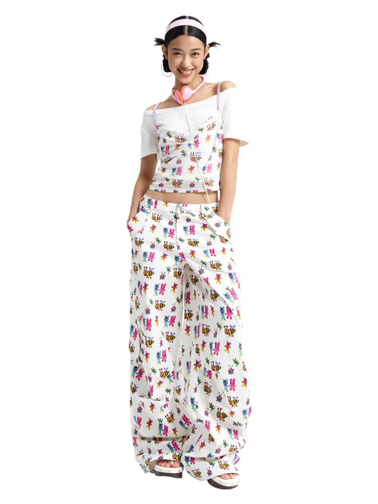 Cute Bee Print Casual Straight Leg Pants Women's Faionable Workwear Girl's Loose Comfortable Trousers Asymmetrical Design
Cute Bee Print Casual Straight Leg Pants Women's Faionable Workwear Girl's Loose Comfortable Trousers Asymmetrical Design