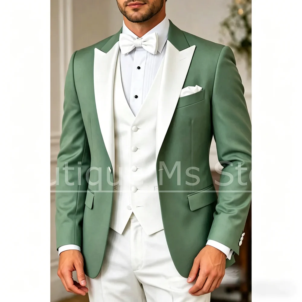 Fashion Men Peak Lapel Tuxedo Three Piece Suit Slim Fit Chic Formal Dinner Business Wedding Party All Occasion Suit For Men
Fashion Men Peak Lapel Tuxedo Three Piece Suit Slim Fit Chic Formal Dinner Business Wedding Party All Occasion Suit For Men