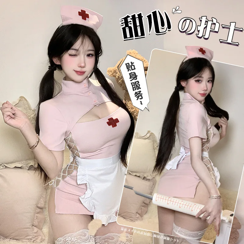 Cute Anime Nurse Cosplay Costumes Maid Outfit for Women Lolita Dress with French Apron Japanese Lingerie Set Porno Bar Uniform
Cute Anime Nurse Cosplay Costumes Maid Outfit for Women Lolita Dress with French Apron Japanese Lingerie Set Porno Bar Uniform