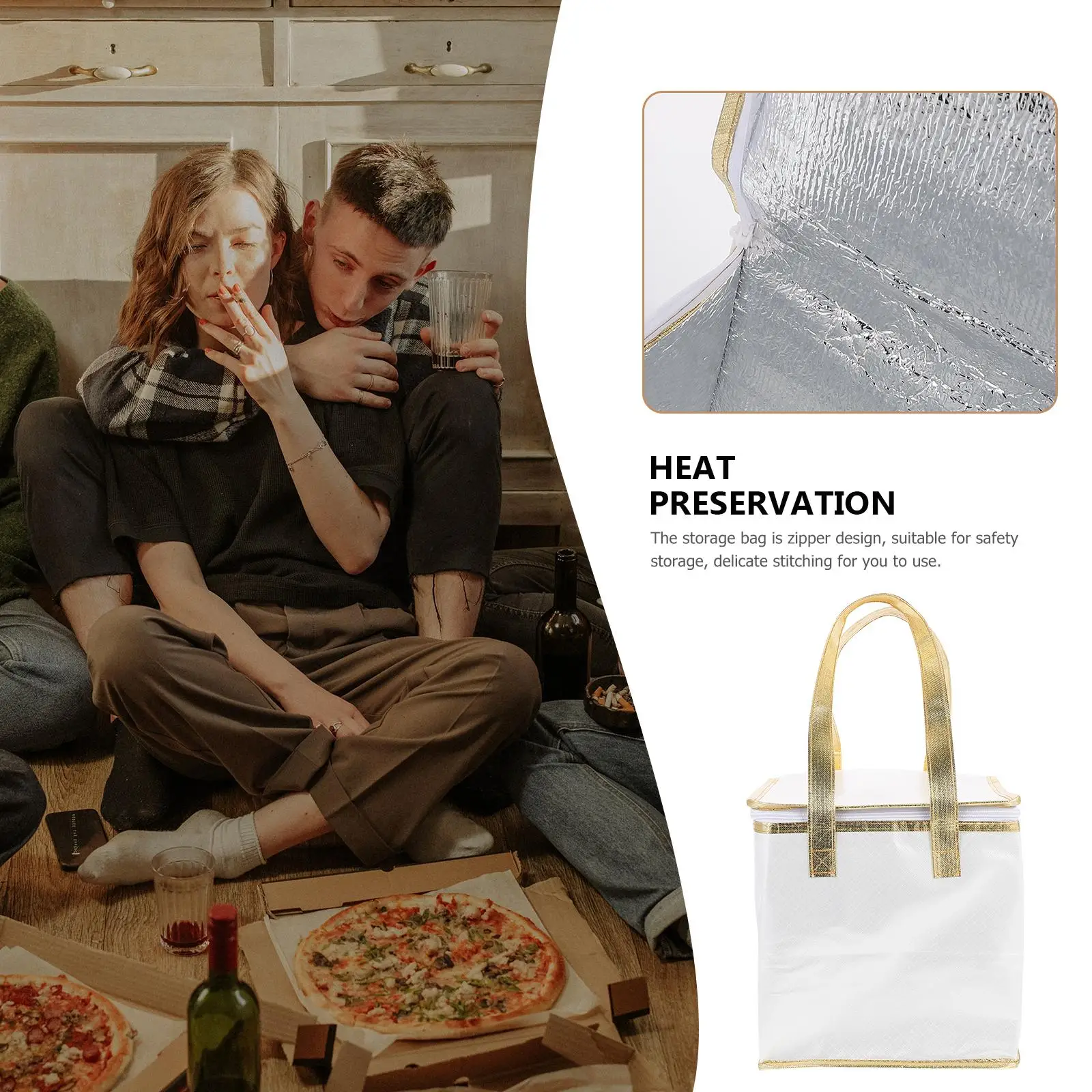 Insulated Fresh Bag Pizza Package Storage Tote White Cloth Thickened Materials Portable Cake Food Picnic Heat Preservation
Insulated Fresh Bag Pizza Package Storage Tote White Cloth Thickened Materials Portable Cake Food Picnic Heat Preservation