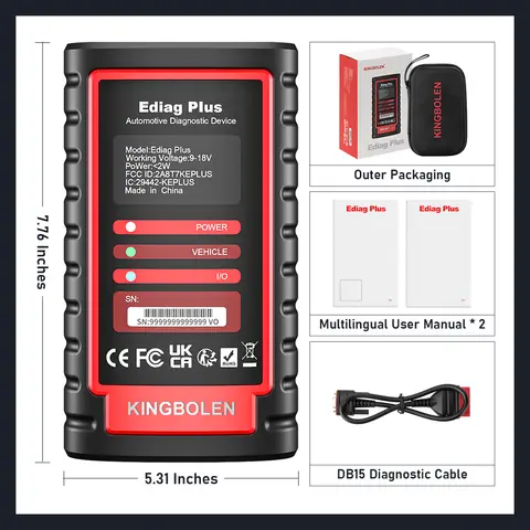 KINGBOLEN Ediag Plus Thinkdiag 2 OBD2 Scanner Support CAN FD 16 Reset Bidirectional Control ECU Coding OBD2 Diagnostic Scanner