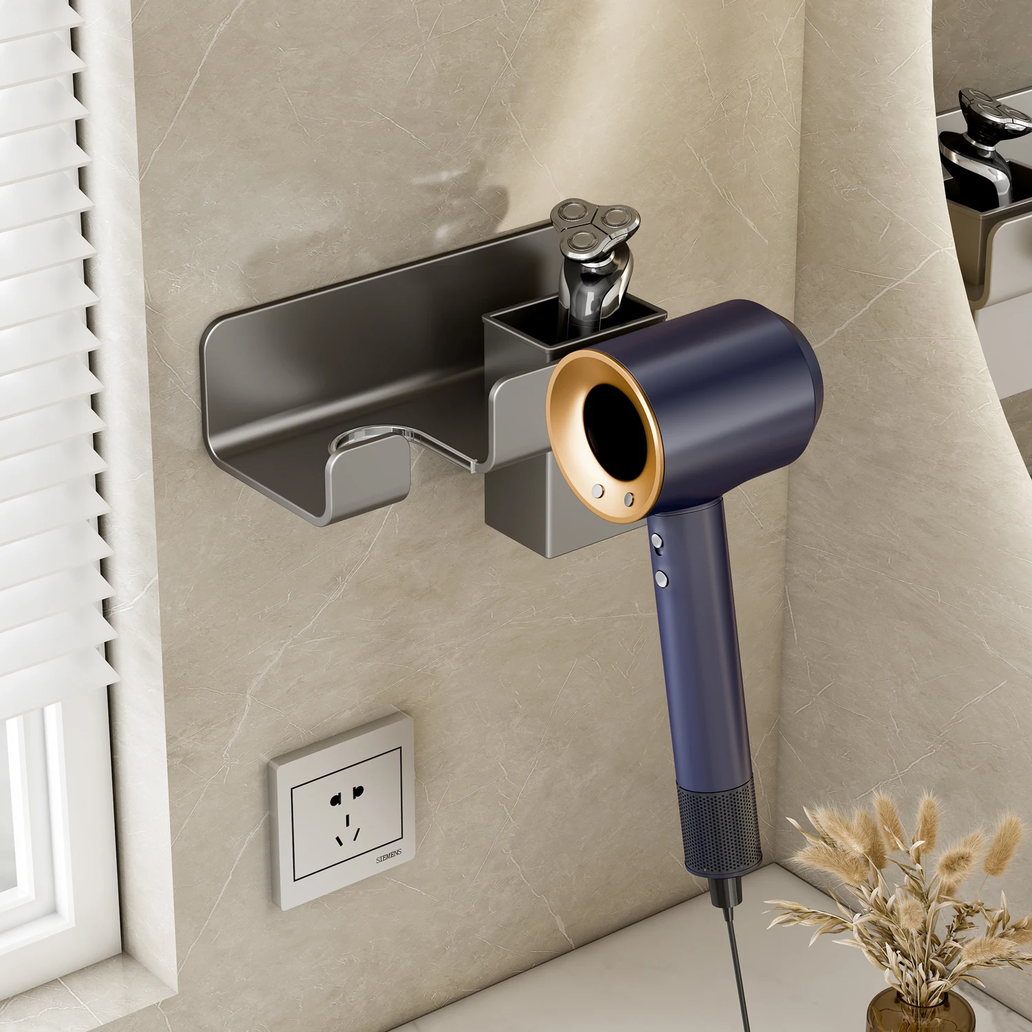 Wall Mounted Hair Dryer Holder For Dyson Bathroom Shelf without Drilling Razor Stand Home Bathroom Organizer Accessories
Wall Mounted Hair Dryer Holder For Dyson Bathroom Shelf without Drilling Razor Stand Home Bathroom Organizer Accessories