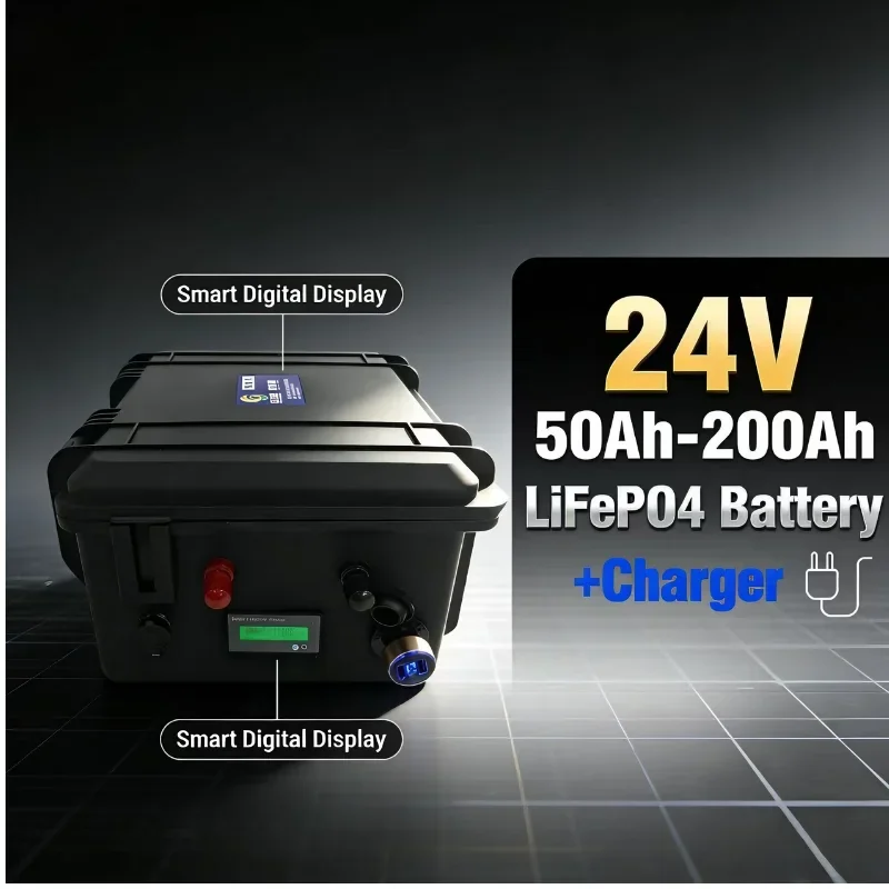 "24V 100Ah LiFePO4 Battery, IP65 Waterproof with BMS, All-in-One Power Solution for Trolling Motor & RV + 10A Charger"
"24V 100Ah LiFePO4 Battery, IP65 Waterproof with BMS, All-in-One Power Solution for Trolling Motor & RV + 10A Charger"