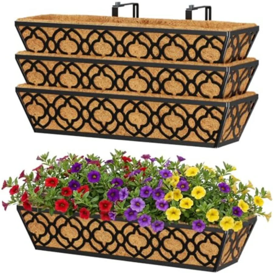 Railing Planter Boxes 24 Inch 4 Pack, Hanging Balcony Planter, Adjustable Deck Railing Planter Box, Metal Window Boxes Outdoor
Railing Planter Boxes 24 Inch 4 Pack, Hanging Balcony Planter, Adjustable Deck Railing Planter Box, Metal Window Boxes Outdoor
