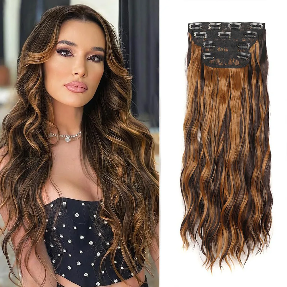 Synthetic Clip in Hair Extensions for Women Daily Use Long Wavy Hair Clip Ins 4PCS 24Inch Soft Thick Hair Pieces Brown Blonde
Synthetic Clip in Hair Extensions for Women Daily Use Long Wavy Hair Clip Ins 4PCS 24Inch Soft Thick Hair Pieces Brown Blonde