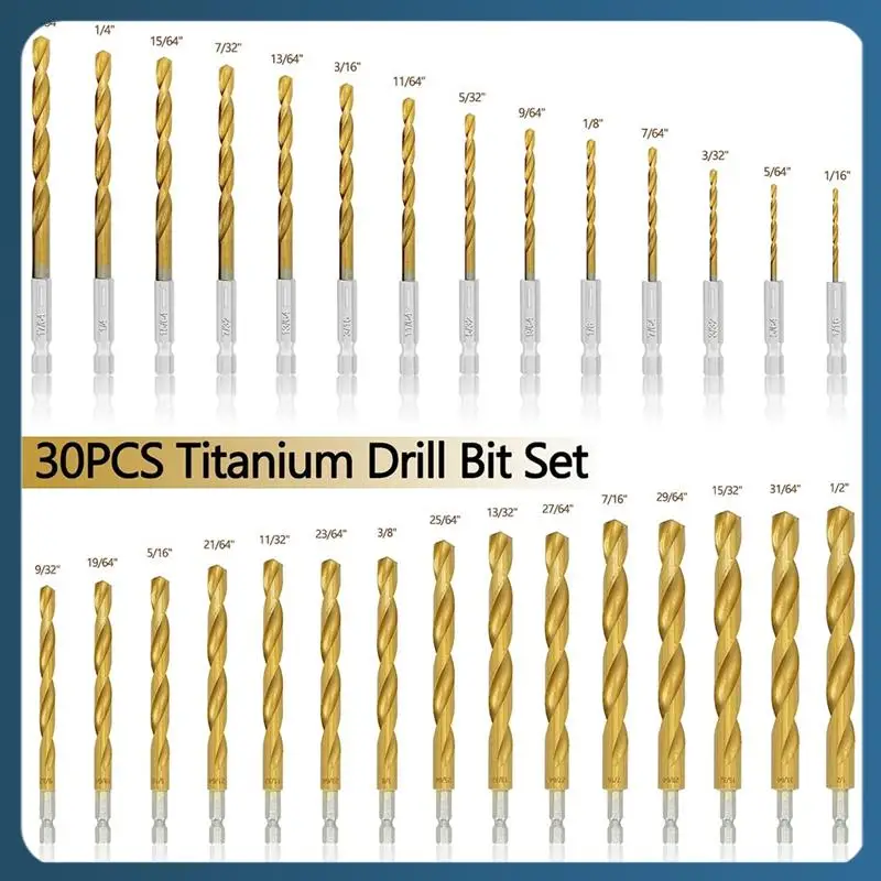 30 Pcs Titanium Impact Drill Bit Set With Storage For Steel, Copper, Aluminum,Zinc Alloy
30 Pcs Titanium Impact Drill Bit Set With Storage For Steel, Copper, Aluminum,Zinc Alloy